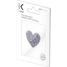 Sticker cristaux Swarovski® à roche ultra fine, Cœur argenté étincelant
