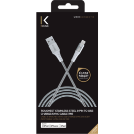 Câble Lightning® certifié MFi Apple vers USB charge/sync en acier inoxydable ultra solide (1M), Argent