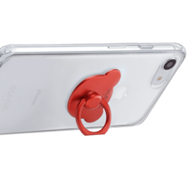 Ourson métallique anneau accroche & support smartphone, Rouge Ardent