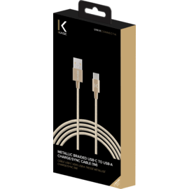 Câble USB-C vers USB-A tressé métallisé Charge/Sync (1M), Or