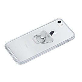 Ourson métallique anneau accroche & support smartphone, Argent