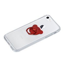 Ourson métallique anneau accroche & support smartphone, Rouge Ardent