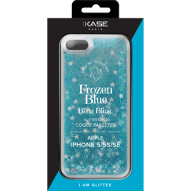 (P) Bling Bling Coque Pailletée pour Apple iPhone 5/5s/5C/SE, Bleu Neige