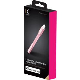 Adaptateur Lightning certifié MFi Apple vers prise casque 3,5mm métallisé, Or Rose