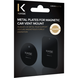 Plaques de métal pour support voiture magnétique à grille d'aération (2 formes)