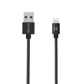Câble Lightning® certifié MFi Apple vers USB tressé métallisé Charge/Sync (2M), Noir