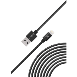 Câble Lightning® certifié MFi Apple vers USB tressé métallisé Charge/Sync (2M), Noir