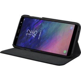 Coque clapet folio avec fente pour cartes & support pour Samsung Galaxy A6+ (2018), Noir