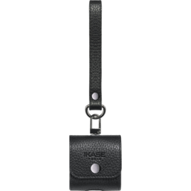 Coque Apple Airpods en cuir véritable fabriquée à la main avec sangle, Noir
