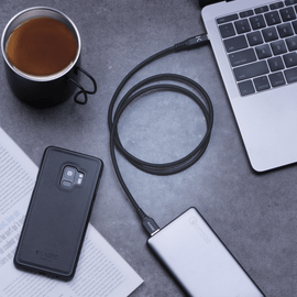 Câble USB 3.1 Gen 2 charge rapide USB-C vers USB-A métallisé tressé Charge/sync (1M), Noir