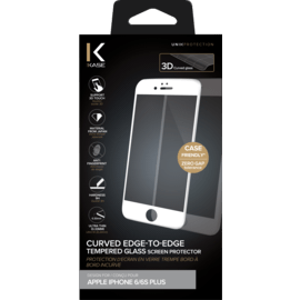 Protection d'écran en verre trempé Bord à Bord Incurvé pour Apple iPhone 6 Plus/6s Plus, Blanc