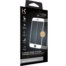 Protection d'écran en verre trempé Bord à Bord Incurvé pour Apple iPhone 6 Plus/6s Plus, Blanc