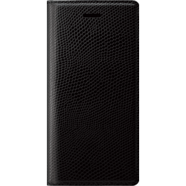 Diarycase Coque clapet en cuir véritable avec support aimanté pour Apple iPhone 6 Plus/6s Plus, Noir Lézard