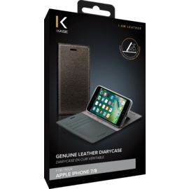 Diarycase Coque clapet en cuir véritable avec support aimanté pour Apple iPhone 7/8/SE 2020/SE 2022, Brun doré Lézard