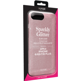 Coque slim pailletée étincelante pour Apple iPhone 6/6s/7/8 Plus, Or Rose