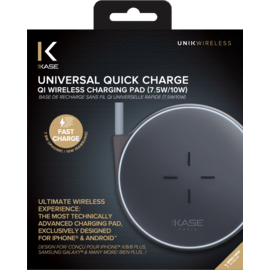 Base de recharge sans fil Qi universelle rapide (7,5W/10W), Noir métallisé 