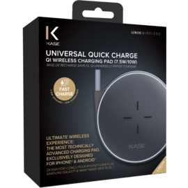 Base de recharge sans fil Qi universelle rapide (7,5W/10W), Noir métallisé 