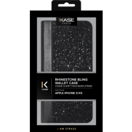 Coque Bling Strass pour Apple iPhone X/XS, Minuit Noir