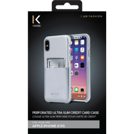 Coque ultra slim perforée pour carte de crédit pour Apple iPhone X/XS, Argent