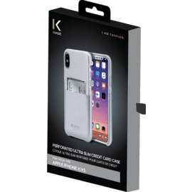 Coque ultra slim perforée pour carte de crédit pour Apple iPhone X/XS, Argent