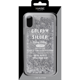 Bling Bling Coque pailletée hybride pour Apple iPhone XR, Argent Galaxie