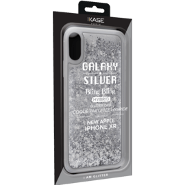 Bling Bling Coque pailletée hybride pour Apple iPhone XR, Argent Galaxie