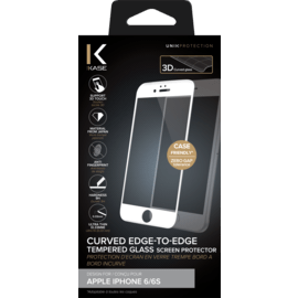 Protection d'écran en verre trempé Bord à Bord Incurvé pour Apple iPhone 6/6s, Blanc