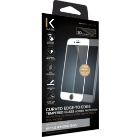 Protection d'écran en verre trempé Bord à Bord Incurvé pour Apple iPhone 6/6s, Blanc