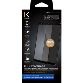 Protection d'écran en verre trempé (100% de surface couverte) pour Samsung Galaxy A7 2018, Noir