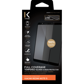 Protection d'écran en verre trempé (100% de surface couverte) pour Xiaomi Redmi Note 5, Noir