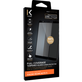 Protection d'écran en verre trempé (100% de surface couverte) pour Xiaomi Redmi Note 5, Noir