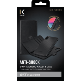 Etui & Coque robuste magnétique 2-en-1 pour Apple iPhone X/XS, Noir Onyx