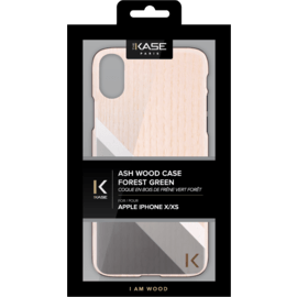 Coque en bois de frêne pour Apple iPhone X/XS, Vert forêt