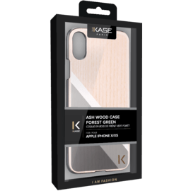Coque en bois de frêne pour Apple iPhone X/XS, Vert forêt