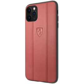 Coque Ferrari Off Track en cuir véritable pour Apple iPhone 11 Pro Max, Rouge