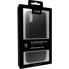 Coque en Suède Alcantara pour Apple iPhone X/XS, Minuit Noir 