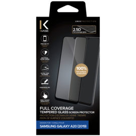 Protection d'écran en verre trempé (100% de surface couverte) pour Samsung Galaxy A20 2019, Noir