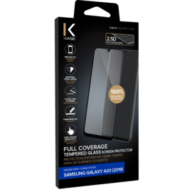 Protection d'écran en verre trempé (100% de surface couverte) pour Samsung Galaxy A20 2019, Noir