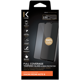 (O) Protection d'écran en verre trempé (100% de surface couverte) pour Xiaomi Redmi Note 8, Noir