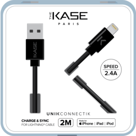 Câble Lightning certifié MFi Apple Charge Speed 2.4A charge/ sync (2M), Noir de jais