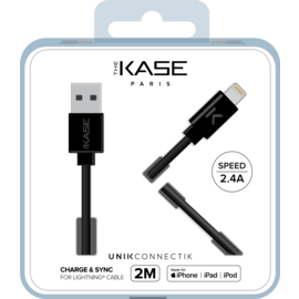 Câble Lightning certifié MFi Apple Charge Speed 2.4A charge/ sync (2M), Noir de jais