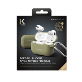 Coque Apple AirPods Pro en gel de silicone doux, Vert olive