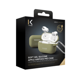 Coque Apple AirPods Pro en gel de silicone doux, Vert olive