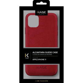 Coque en Suède Alcantara pour Apple iPhone 11, Rouge rubis