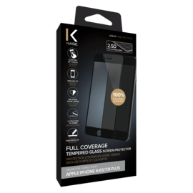 Protection d'écran en verre trempé (100% de surface couverte) pour Apple iPhone 6/6s/7/8 Plus, Noir