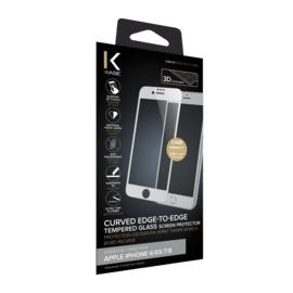 Protection d'écran en verre trempé Bord à Bord Incurvé pour Apple iPhone 6/6s/7/8, Blanc