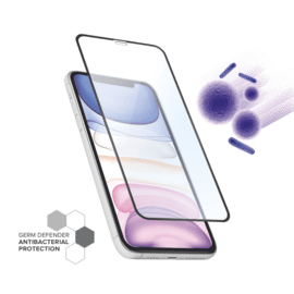 Protection d’écran antibactérienne en verre trempé ultra-résistant à bords incurvés pour Apple iPhone XS Max/11 Pro Max, Noir