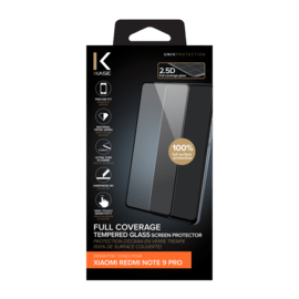 Protection d'écran en verre trempé (100% de surface couverte) pour Xiaomi Redmi Note 9 Pro, Noir