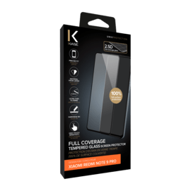 Protection d'écran en verre trempé (100% de surface couverte) pour Xiaomi Redmi Note 9 Pro, Noir