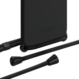 Coque en gel de silicone doux en bandoulière pour Apple iPhone 12 Pro Max, Noir satin